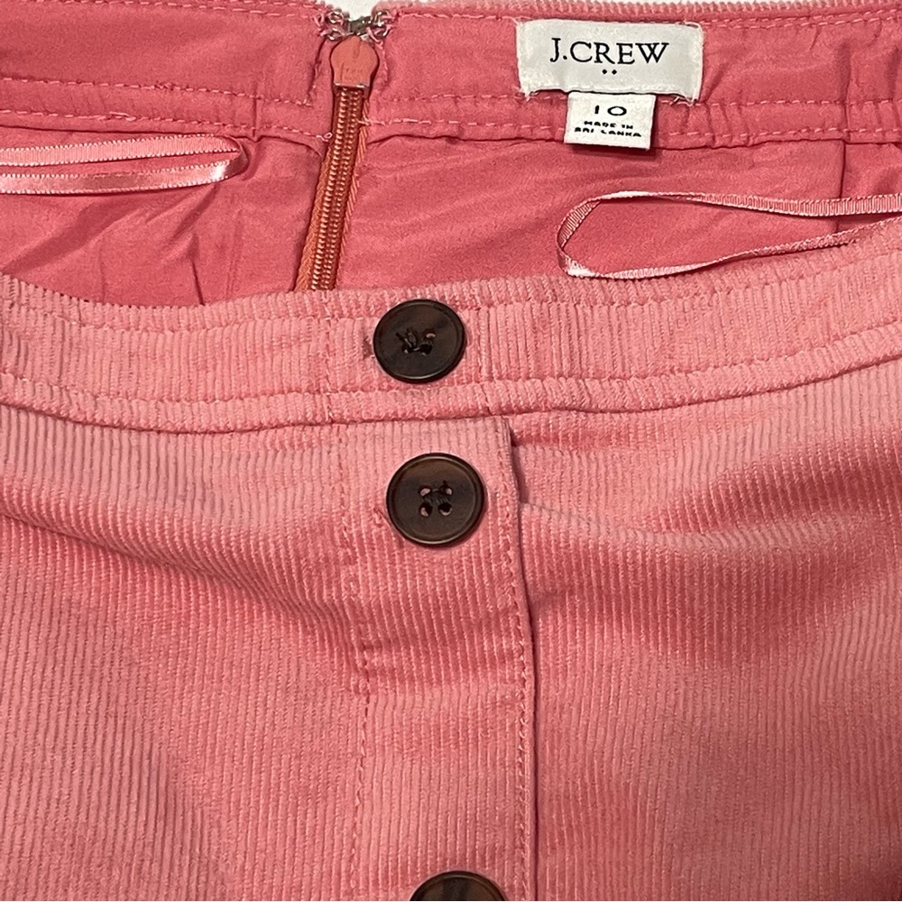 J Crew Factory Bubblegum Pink Corduroy Faux Button Front Zippered A-Line Skirt - Picture 9 of 16
